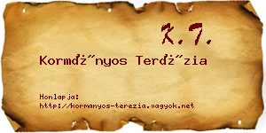 Kormányos Terézia névjegykártya