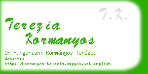 terezia kormanyos business card