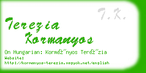 terezia kormanyos business card